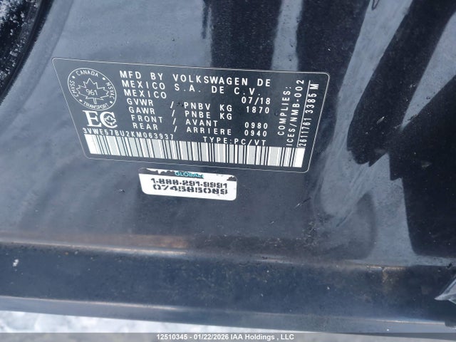 3VWE57BU2KM063937 Volkswagen JETTA SEL
