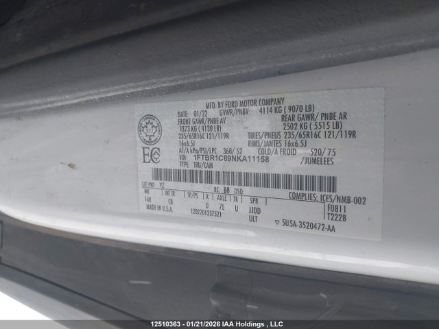 1FTBR1C89NKA11158 Ford Transit T-250