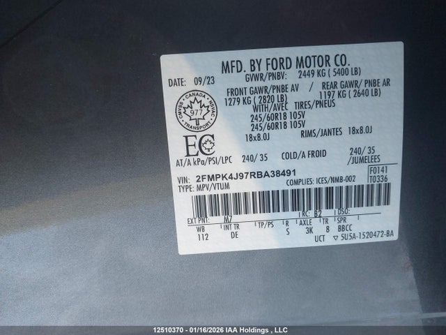 Ford EDGE SEL 2024 2FMPK4J97RBA38491 Image 9