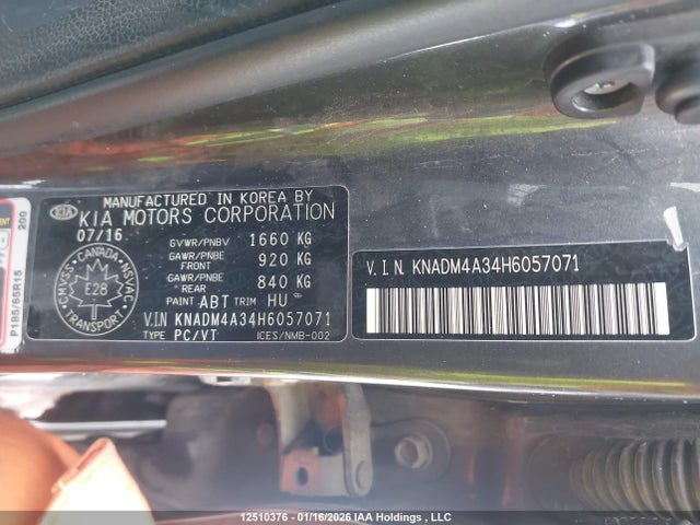 KNADM4A34H6057071 KIA RIO LX