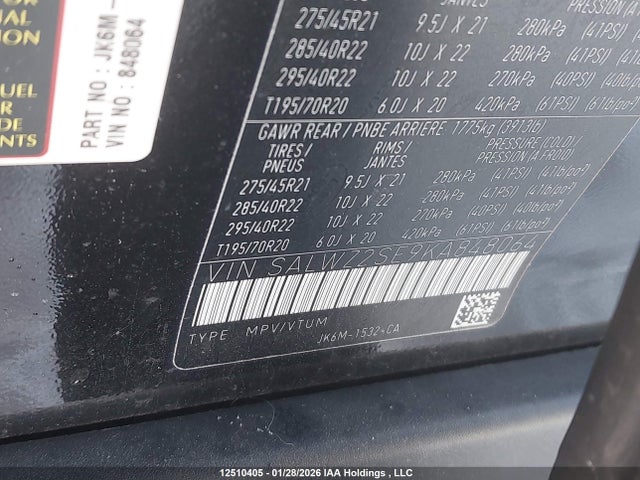 Продажа на аукционе авто 2019 Land Rover Range Rover Sport Svr, vin: SALWZ2SE9KA848064, номер лота: 12510405