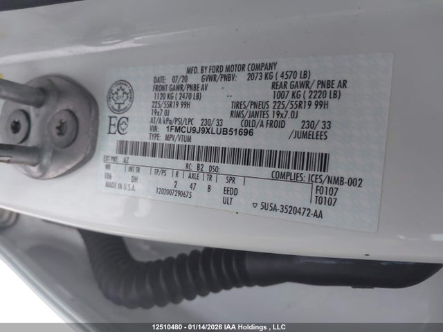 1FMCU9J9XLUB51696 Ford Escape Titanium