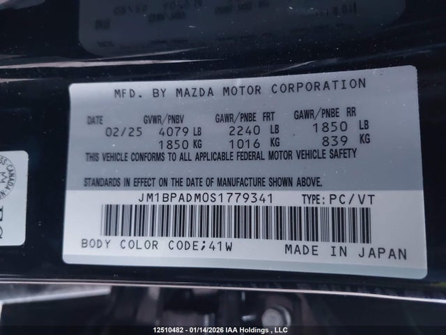 Auction sale of the 2025 Mazda 3 Gt, vin: JM1BPADM0S1779341, lot number: 12510482