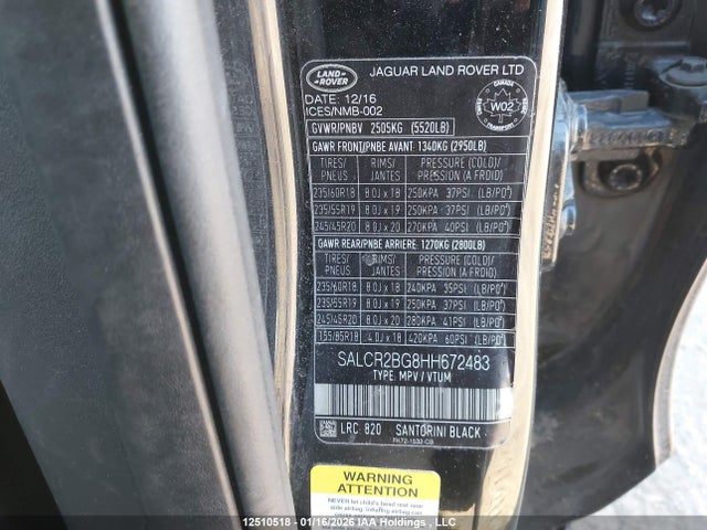 SALCR2BG8HH672483 Land Rover Discovery Sport Hse