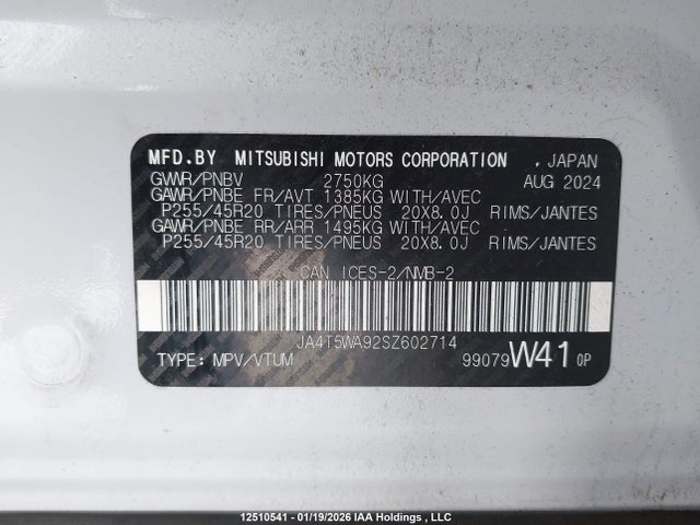 JA4T5WA92SZ602714 Mitsubishi Outlander Phev Gt/gt Noir