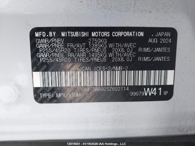 JA4T5WA92SZ602714 Mitsubishi Outlander Phev Gt/gt Noir