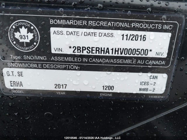 2BPSERHA1HV000500 Skidoo Skidoo