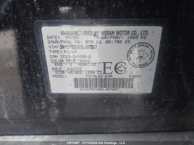 3N1CP5CV2SL497087 Nissan Kicks Play Sv