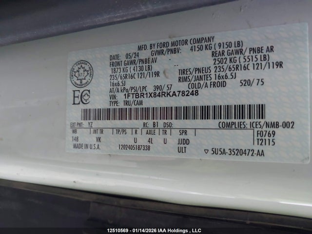 1FTBR1X84RKA78248 Ford Transit T-250
