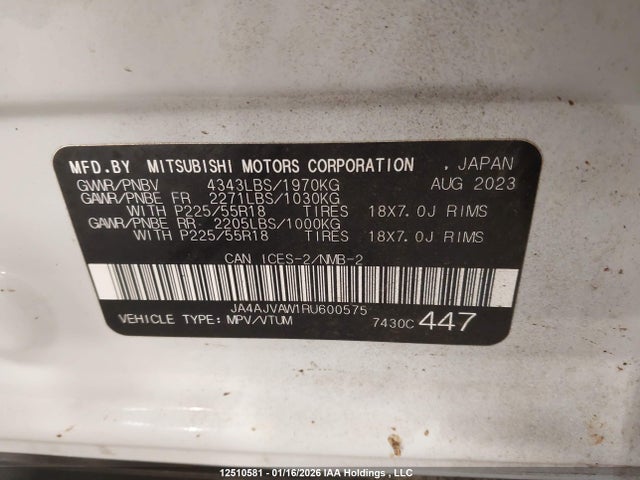 JA4AJVAW1RU600575 Mitsubishi Rvr Se/sel/noir/gt