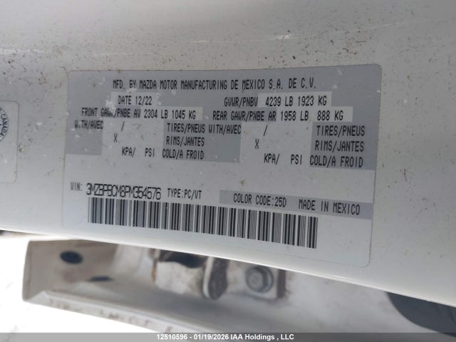 3MZBPBCM8PM354576 Mazda 3 Preferred