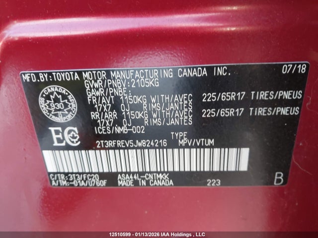 2T3RFREV5JW824216 Toyota Rav4 Adventure/xle