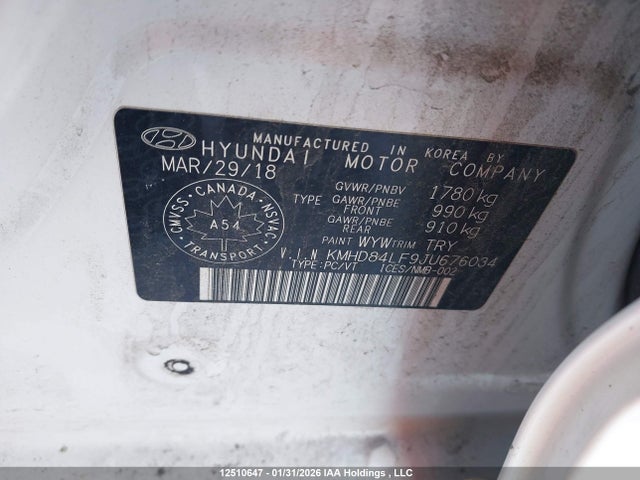 KMHD84LF9JU676034 Hyundai Elantra