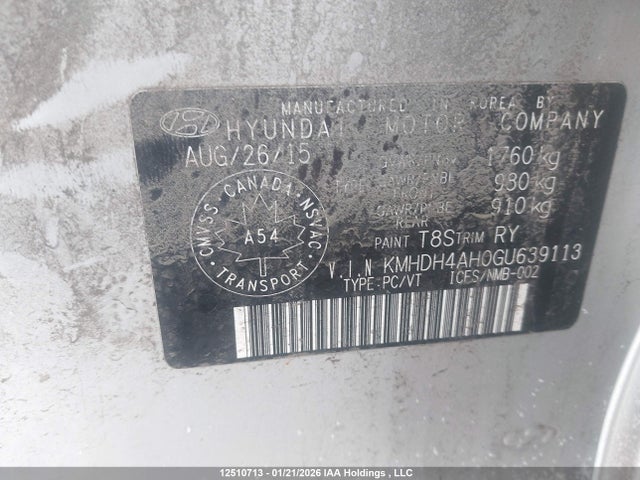 KMHDH4AH0GU639113 Hyundai Elantra Limited