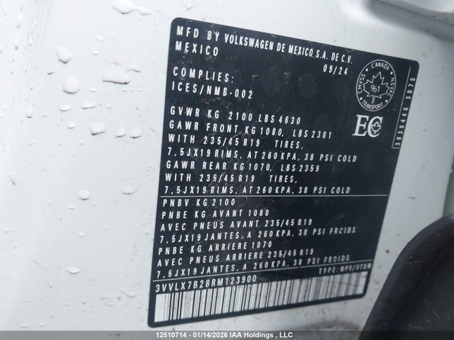 3VVLX7B28RM123900 Volkswagen TAOS SE