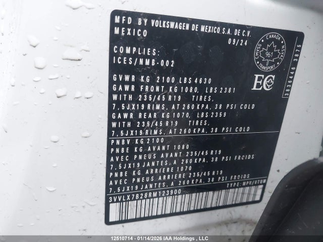 3VVLX7B28RM123900 Volkswagen TAOS SE