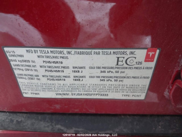 5YJSA1H25FFP73333 Tesla Model S 85d