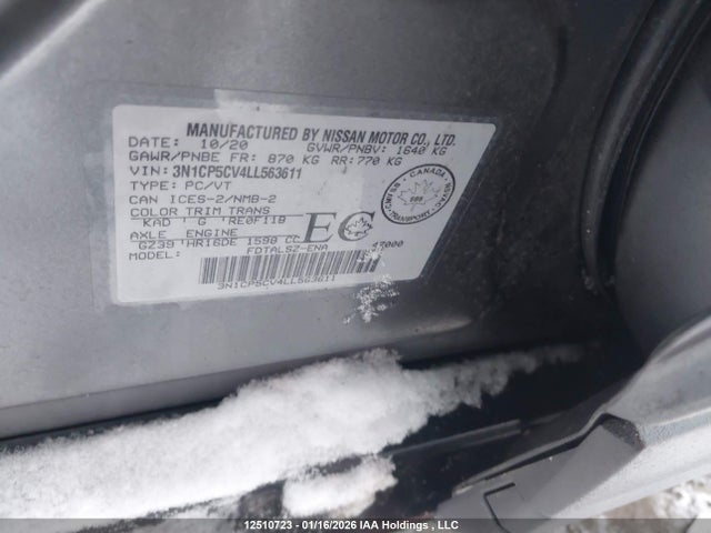 3N1CP5CV4LL563611 Nissan KICKS SV