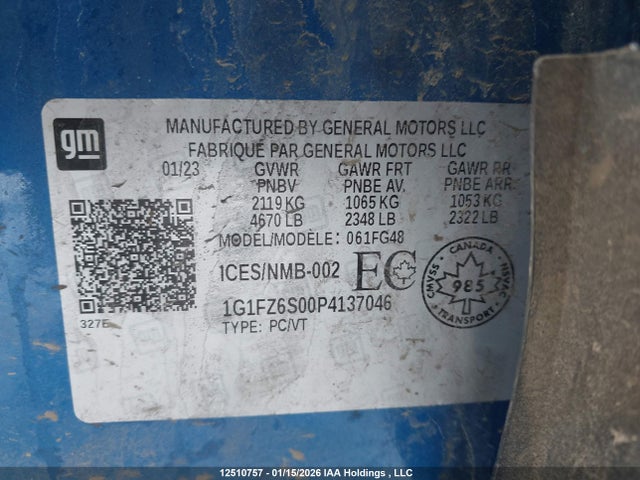 1G1FZ6S00P4137046 Chevrolet Bolt Euv Premier