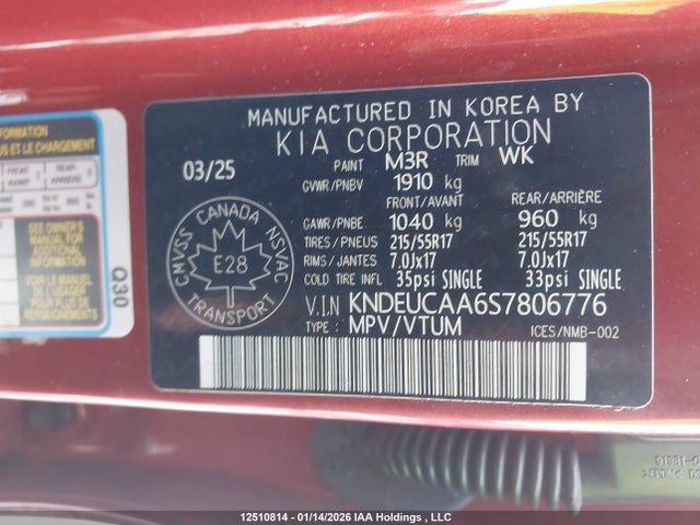 12510814 :رقم المزاد ، KNDEUCAA6S7806776 vin ، 2025 Kia Seltos Ex مزاد بيع