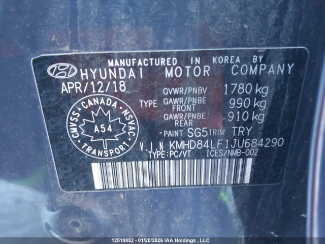 KMHD84LF1JU684290 Hyundai Elantra Limited