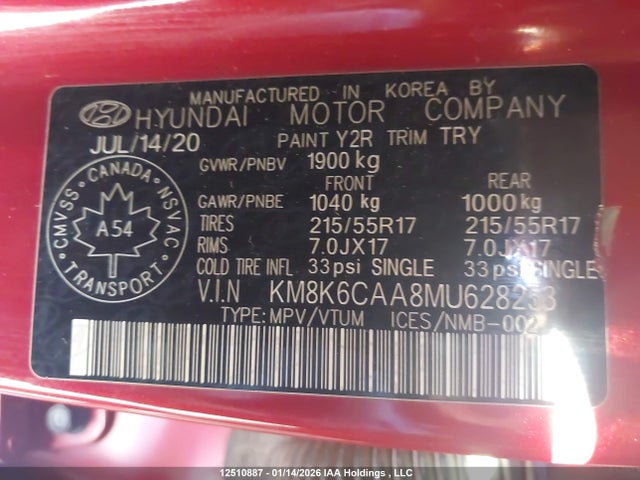 KM8K6CAA8MU628253 Hyundai Kona Luxury Awd