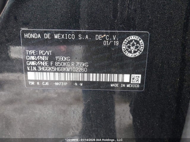3HGGK5H68KM102260 Honda Fit Sport