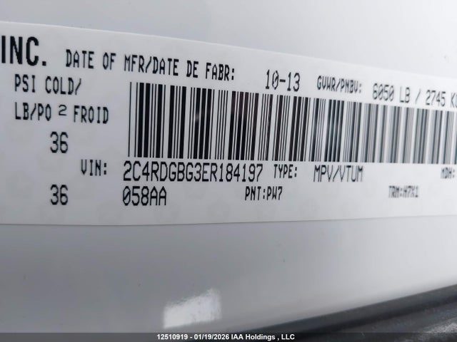 2C4RDGBG3ER184197 Dodge Grand Caravan Se/sxt