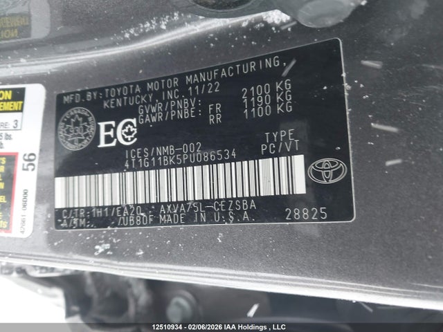 4T1G11BK5PU086534 Toyota CAMRY SE