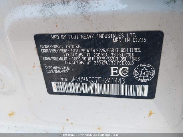 JF2GPACC7FH241443 Subaru Xv Crosstrek Sport Package/touring