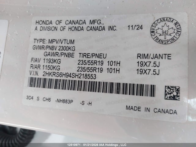2HKRS6H94SH218553 Honda CR-V HYBRID