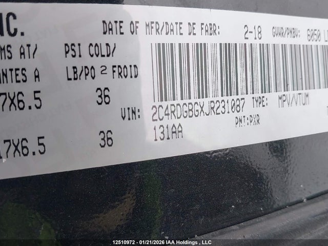 2C4RDGBGXJR231087 Dodge Grand Caravan Se