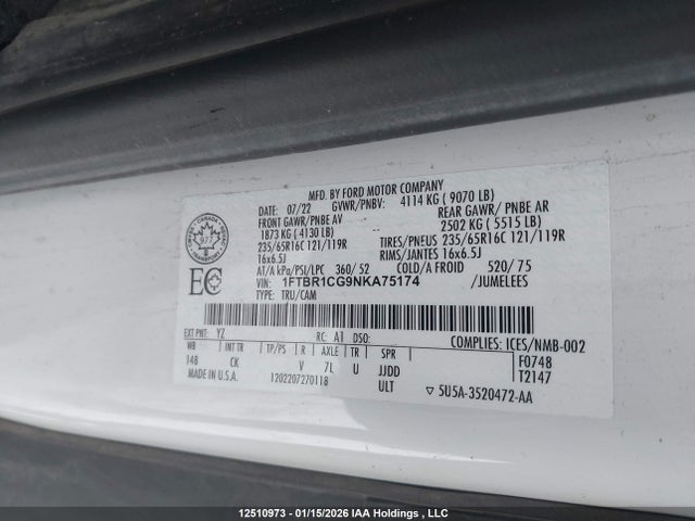 1FTBR1CG9NKA75174 Ford Transit T-250