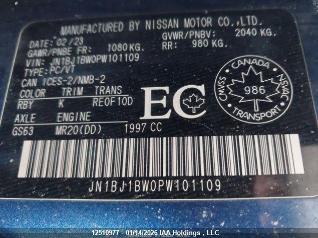 JN1BJ1BW0PW101109 Nissan Qashqai Sl Awd