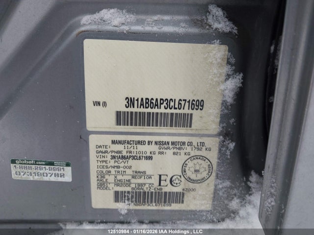 Aukcja sprzedaży 2012 Nissan Sentra 2.0 S, vin: 3N1AB6AP3CL671699, numer aukcji: 12510984