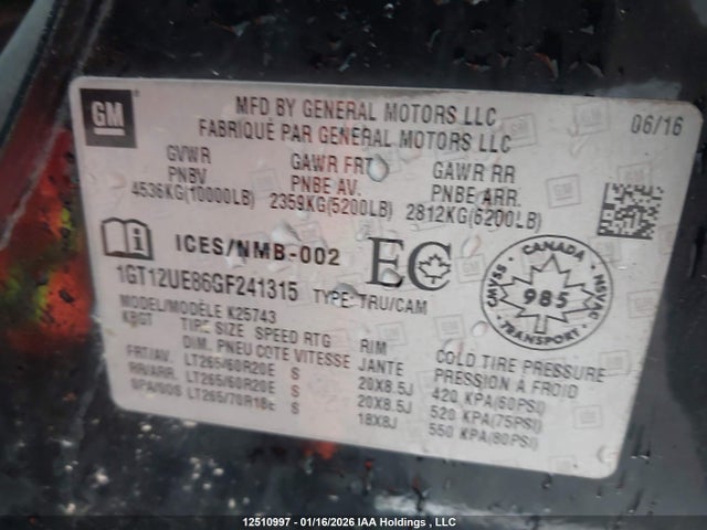 1GT12UE86GF241315 GMC Sierra 2500hd Denali