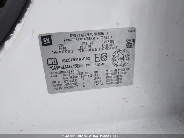 1GCVKREC0FZ438965 Chevrolet Silverado 1500 1lt/2lt