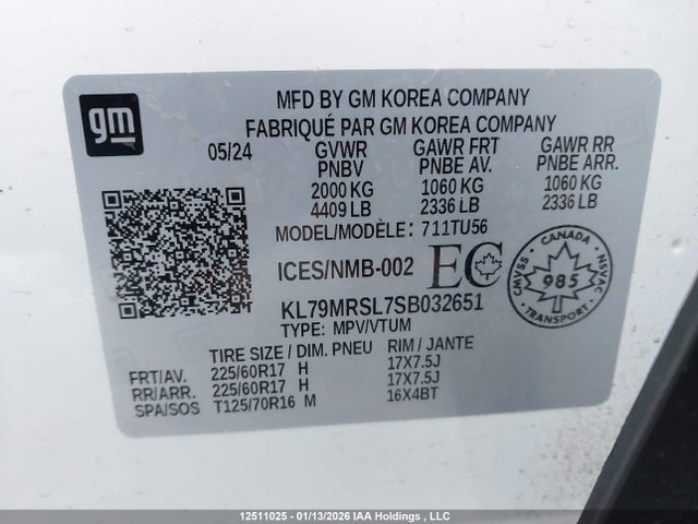KL79MRSL7SB032651 Chevrolet Trailblazer Lt
