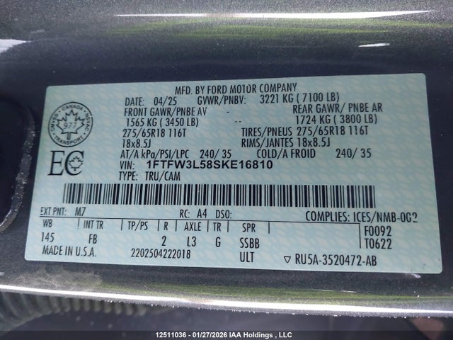 1FTFW3L58SKE16810 Ford F150 Xlt