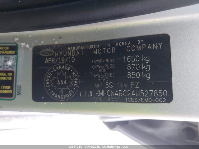 Продажа на аукционе авто 2010 Hyundai Accent Gl, vin: KMHCN4BC2AU527850, номер лота: 12511044