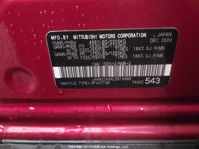 JA4AZ2A3XLZ614966 Mitsubishi Outlander Es