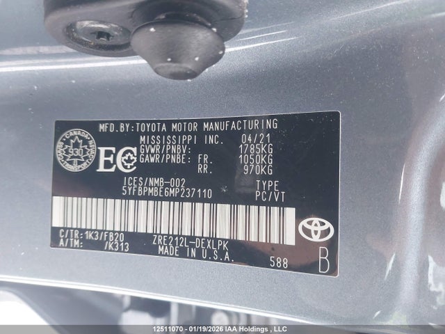 Toyota COROLLA LE 2021 5YFBPMBE6MP237110 Image 9