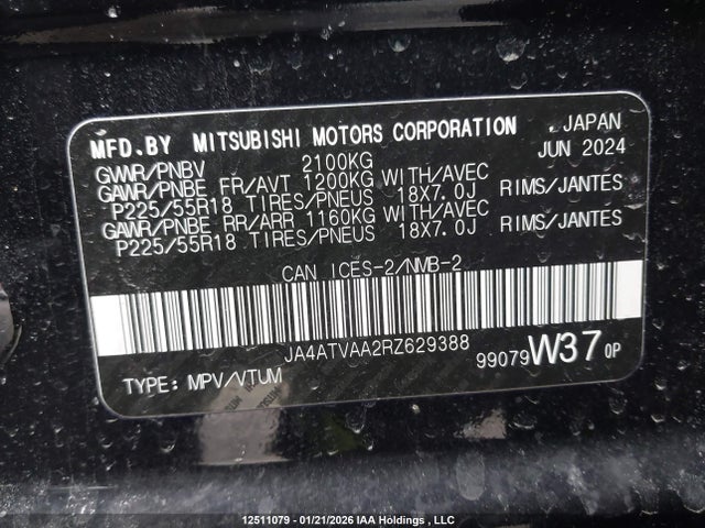 JA4ATVAA2RZ629388 Mitsubishi Eclipse Cross Gt/noir/se/sel