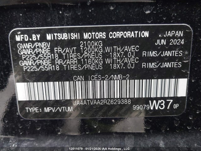 JA4ATVAA2RZ629388 Mitsubishi Eclipse Cross Gt/noir/se/sel
