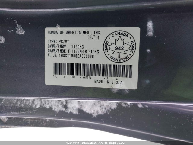 1HGCT1B88EA800688 Honda Accord