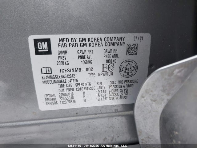 KL4MMGSLXNB042042 Buick Encore Gx Awd Essence
