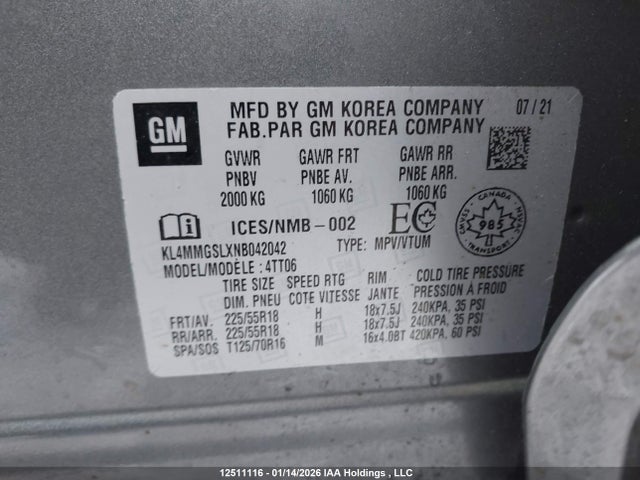 KL4MMGSLXNB042042 Buick Encore Gx Awd Essence