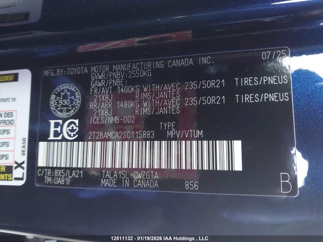 Aukcja sprzedaży 2025 Lexus Rx 350, vin: 2T2BAMCA2SC115883, numer aukcji: 12511132