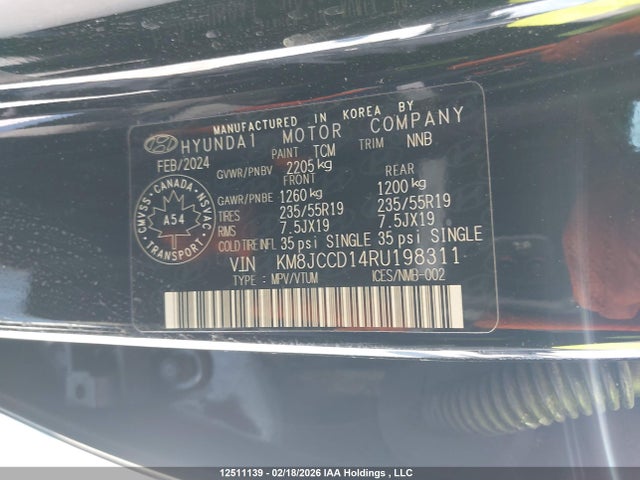 KM8JCCD14RU198311 Hyundai Tucson Sel Convenience