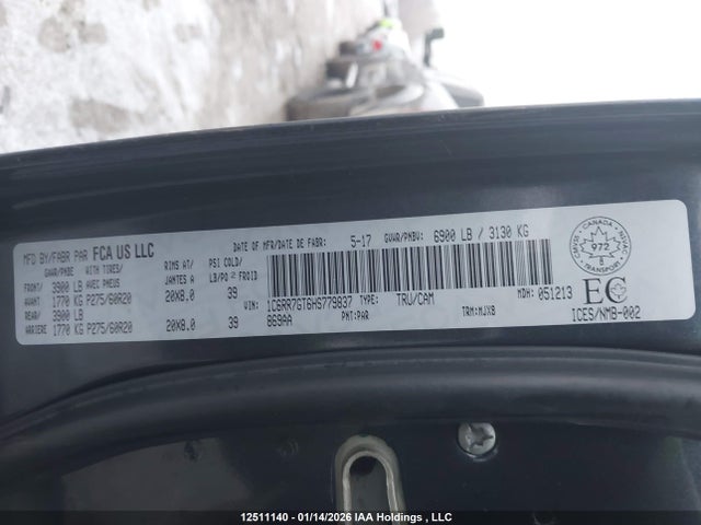 1C6RR7GT6HS779837 RAM 1500 Slt